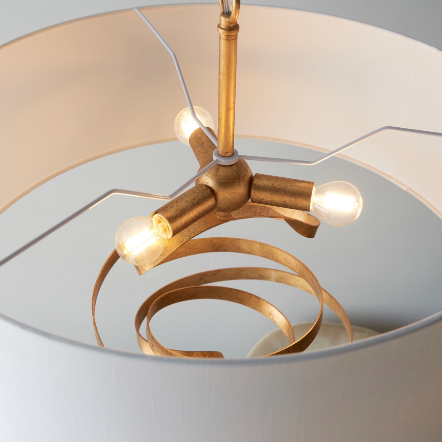 Endon 95268 - Luster na lancu 3xE14/6W/230V Ø 60 cm bela/mesing