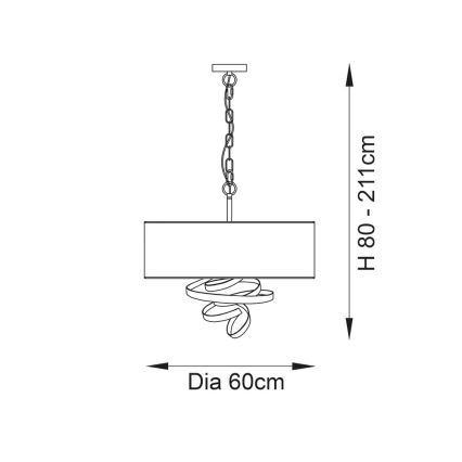 Endon 95268 - Luster na lancu 3xE14/6W/230V Ø 60 cm bela/mesing