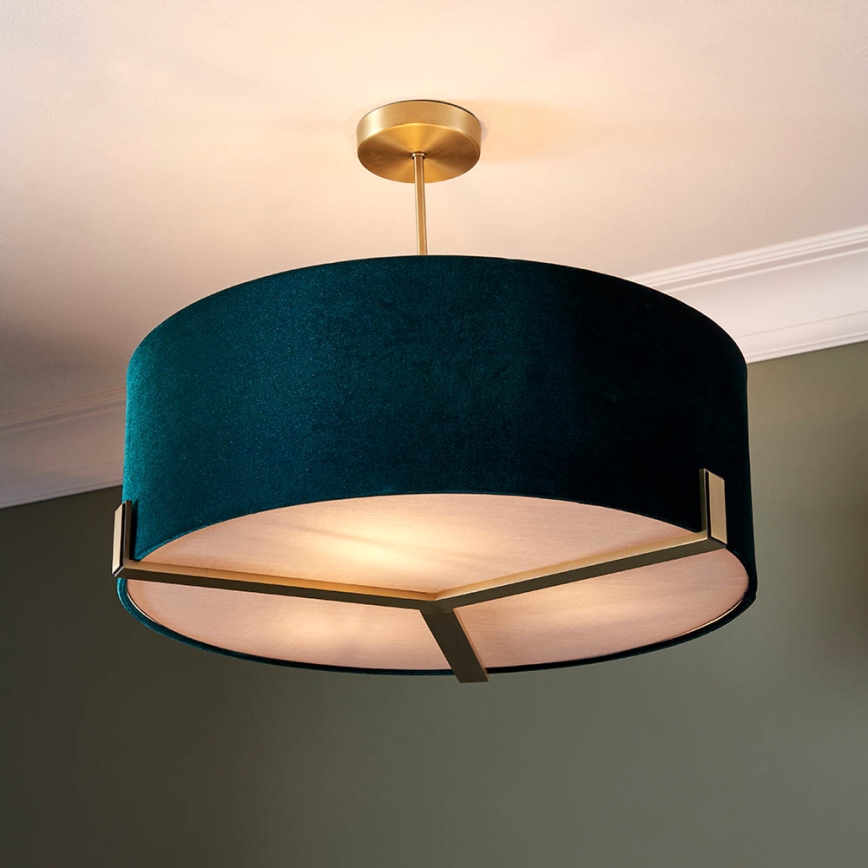 Endon 95839 - Luster na šipci HAYFIELD 3xE27/40W/230V mesing/zeleno