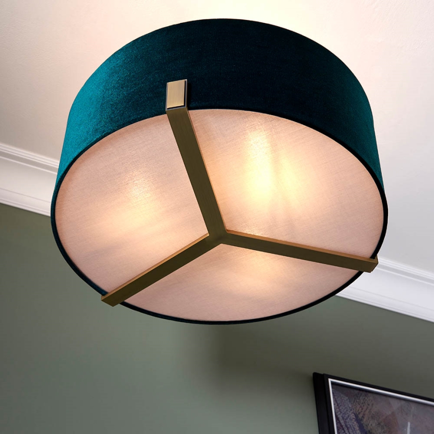 Endon 95839 - Luster na šipci HAYFIELD 3xE27/40W/230V mesing/zeleno