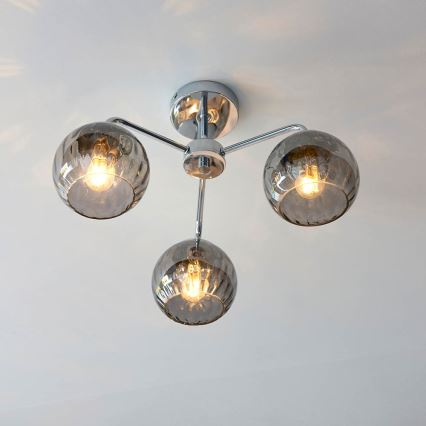 Endon 97971 - Plafonski luster DIMPLE 3xE14/25W/230V sjajni hrom/zadimljeno siva