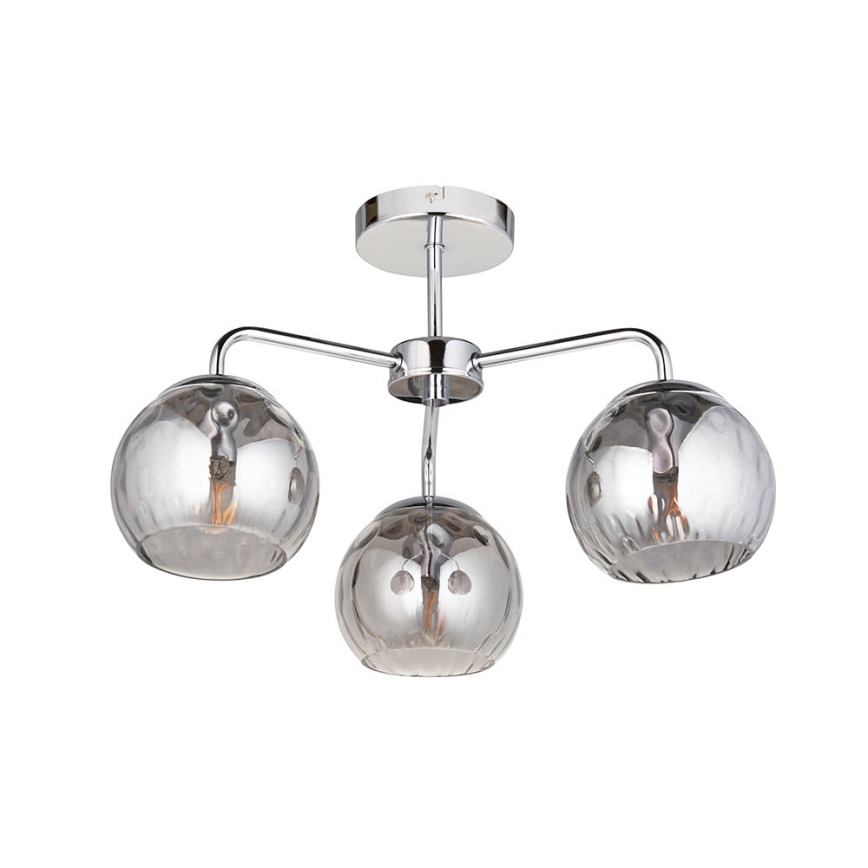Endon 97971 - Plafonski luster DIMPLE 3xE14/25W/230V sjajni hrom/zadimljeno siva