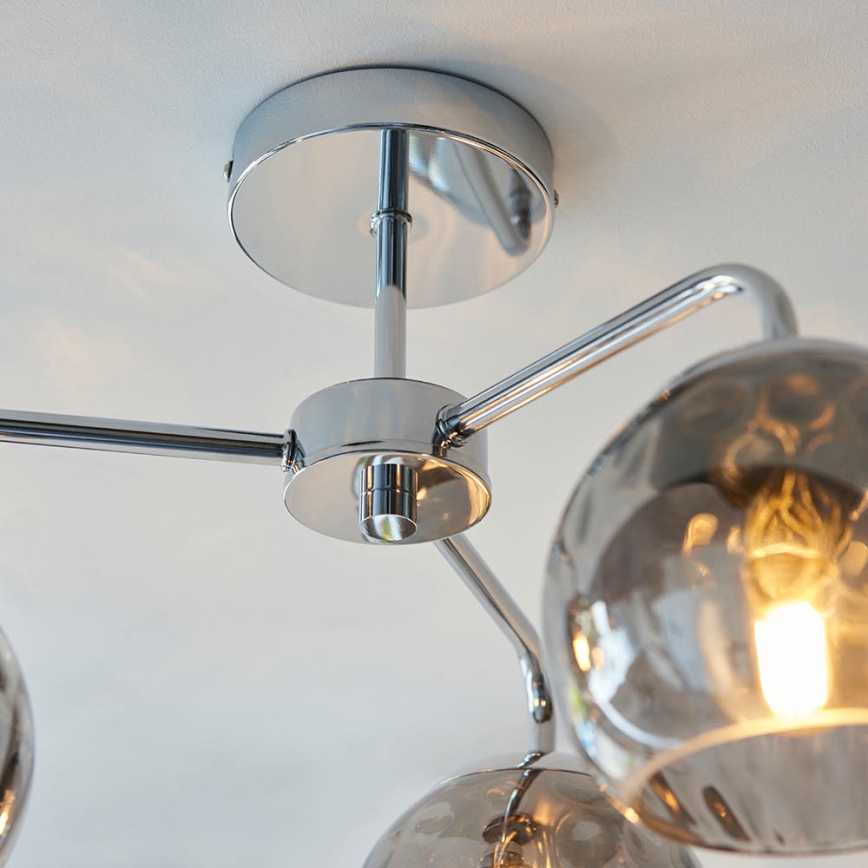Endon 97971 - Plafonski luster DIMPLE 3xE14/25W/230V sjajni hrom/zadimljeno siva