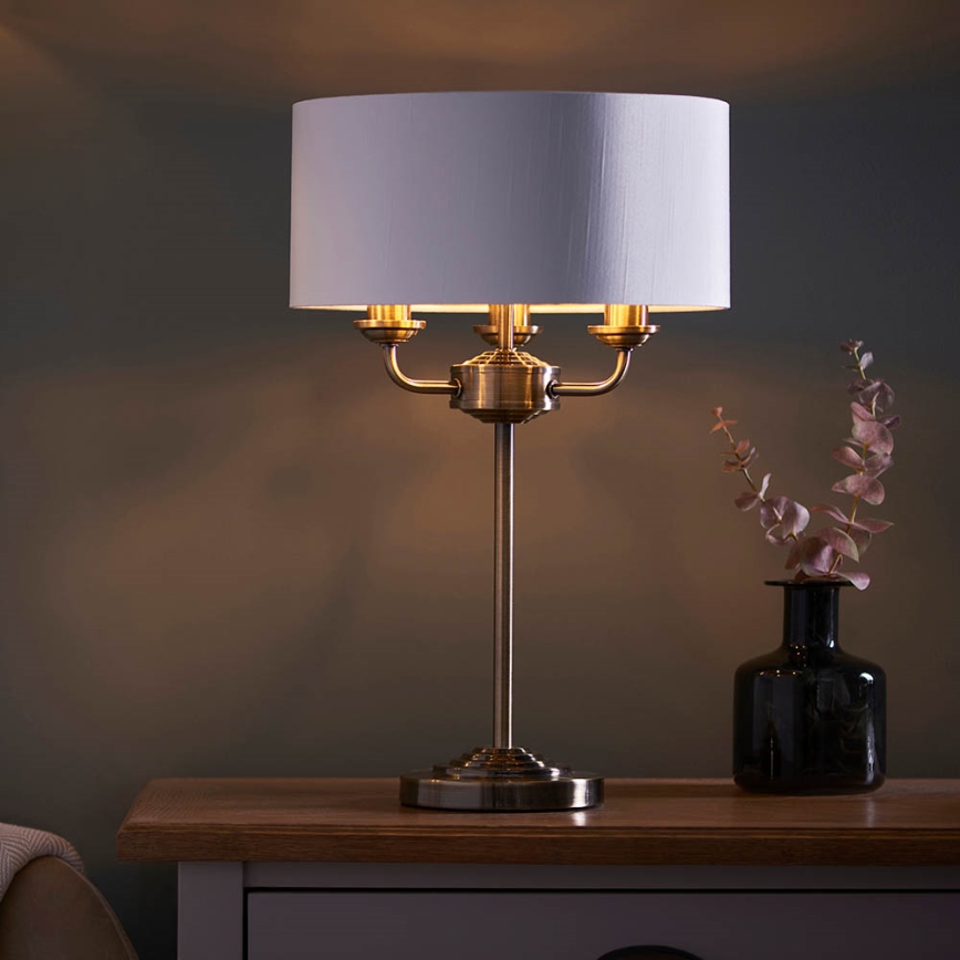 Endon 98932 - Stona lampa HIGHCLERE 3xE14/18W/230V bela/mesing, prečnik 32 cm