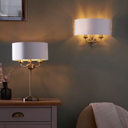 Endon 98932 - Stona lampa HIGHCLERE 3xE14/18W/230V bela/mesing, prečnik 32 cm
