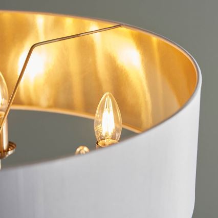 Endon 98933 - Luster na lancu HIGHCLERE 6xE14/40W/230V bela/mesing, prečnik 55 cm