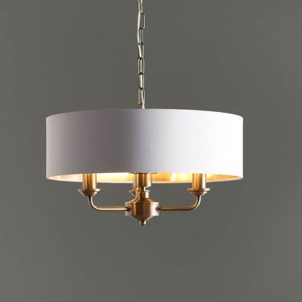 Endon 98934 - Luster na lancu HIGHCLERE 3xE14/40W/230V bela/mesing prečnik 45 cm