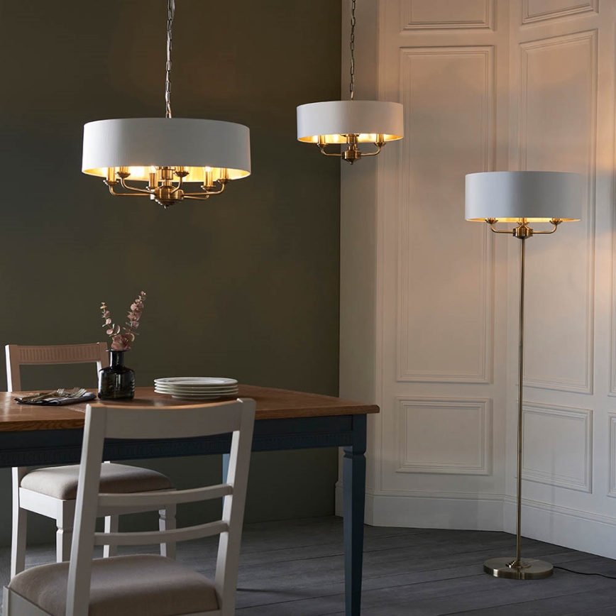 Endon 98934 - Luster na lancu HIGHCLERE 3xE14/40W/230V bela/mesing prečnik 45 cm