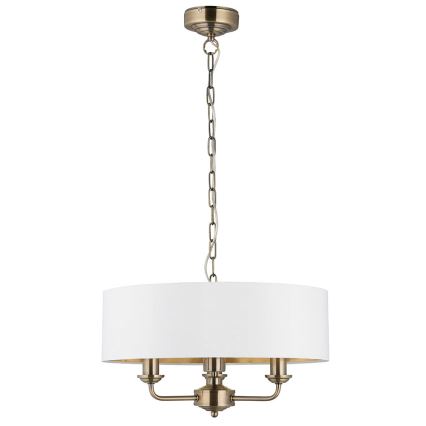 Endon 98934 - Luster na lancu HIGHCLERE 3xE14/40W/230V bela/mesing prečnik 45 cm