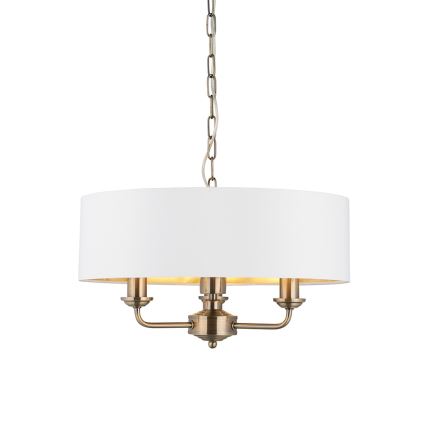 Endon 98934 - Luster na lancu HIGHCLERE 3xE14/40W/230V bela/mesing prečnik 45 cm