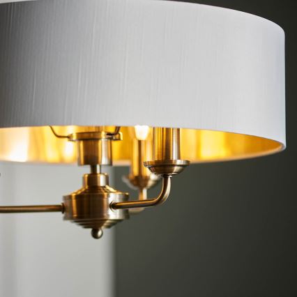 Endon 98934 - Luster na lancu HIGHCLERE 3xE14/40W/230V bela/mesing prečnik 45 cm