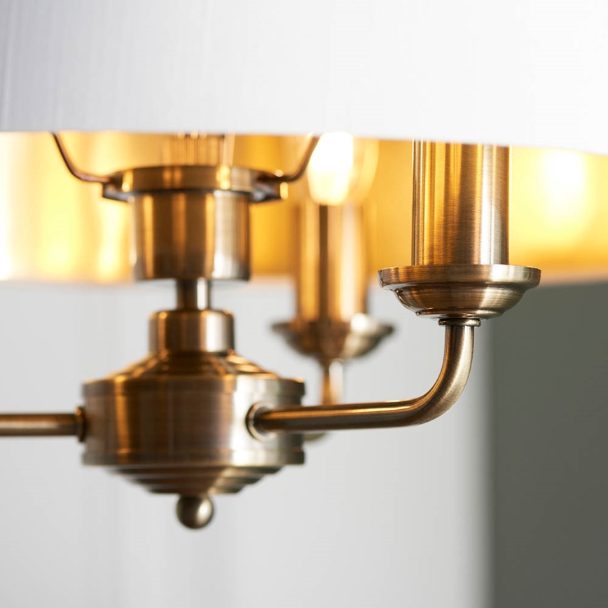 Endon 98934 - Luster na lancu HIGHCLERE 3xE14/40W/230V bela/mesing prečnik 45 cm