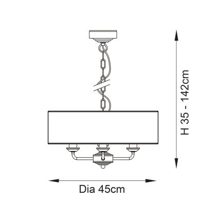 Endon 98934 - Luster na lancu HIGHCLERE 3xE14/40W/230V bela/mesing prečnik 45 cm