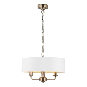 Endon 98934 - Luster na lancu HIGHCLERE 3xE14/40W/230V bela/mesing prečnik 45 cm