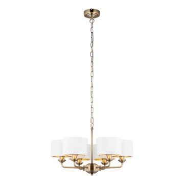 Endon 98936 - Luster na lancu HIGHCLERE 6xE14/28W/230V bela/mesing