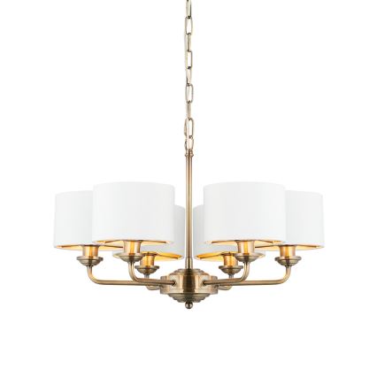 Endon 98936 - Luster na lancu HIGHCLERE 6xE14/28W/230V bela/mesing