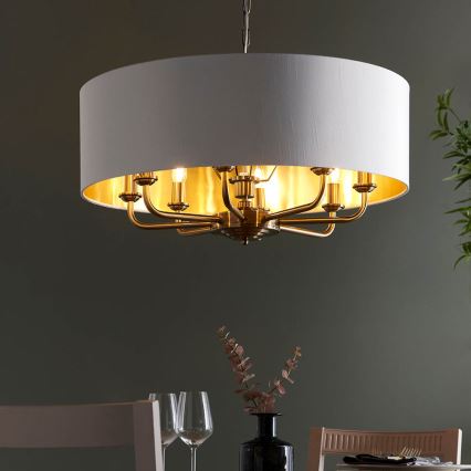 Endon 98938 - Luster na lancu HIGHCLERE 8xE14/40W/230V prečnik 70 cm bela/mesing