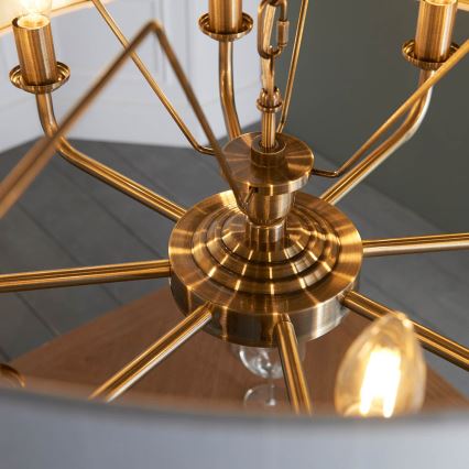 Endon 98938 - Luster na lancu HIGHCLERE 8xE14/40W/230V prečnik 70 cm bela/mesing