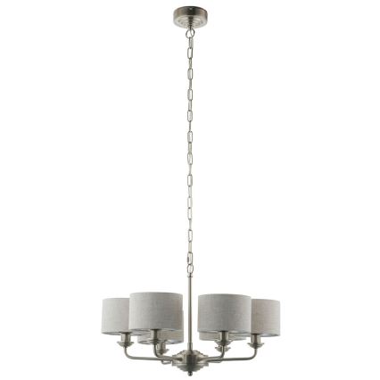 Endon 99151 - Luster na lancu HIGHCLERE 6xE14/28W/230V siva/matni hrom pr. 53 cm