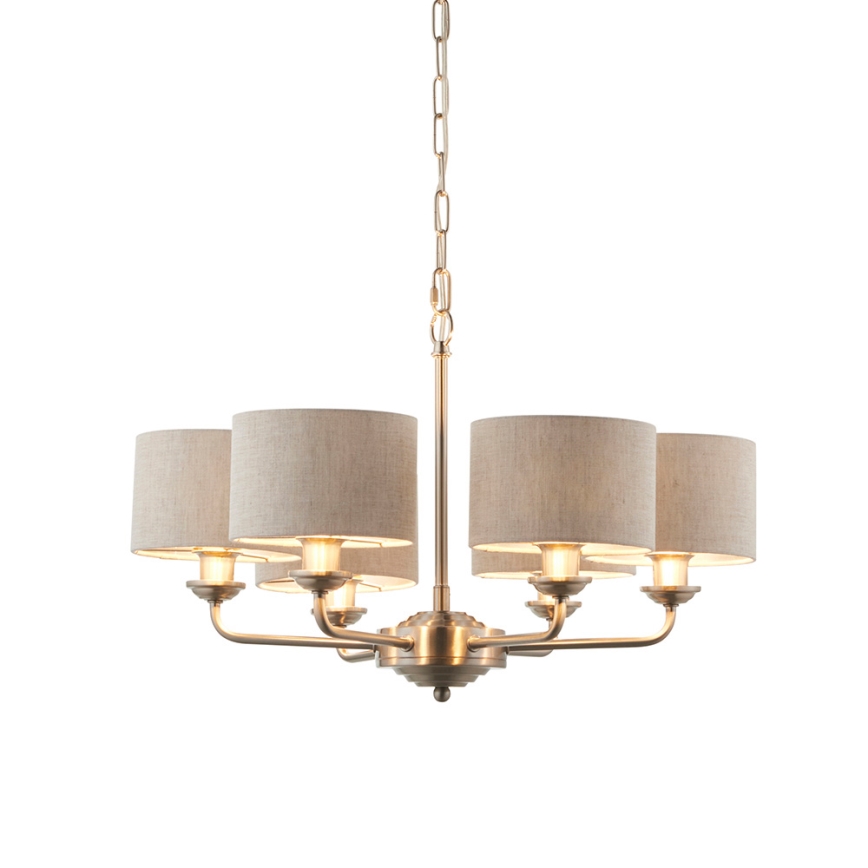 Endon 99151 - Luster na lancu HIGHCLERE 6xE14/28W/230V siva/matni hrom pr. 53 cm