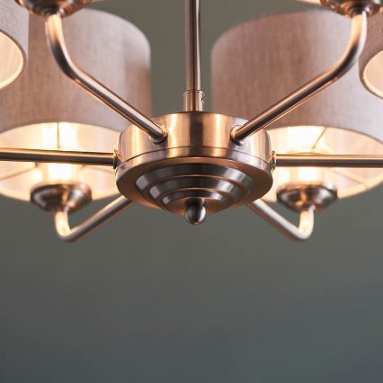 Endon 99151 - Luster na lancu HIGHCLERE 6xE14/28W/230V siva/matni hrom pr. 53 cm