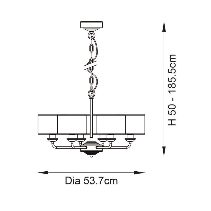 Endon 99151 - Luster na lancu HIGHCLERE 6xE14/28W/230V siva/matni hrom pr. 53 cm
