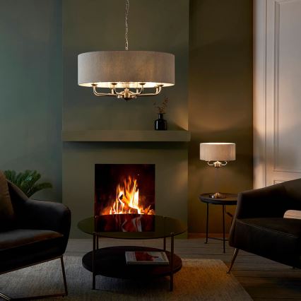 Endon 99152 - Luster na lancu HIGHCLERE 8xE14/40W/230V siva/mat hrom, prečnik 70 cm