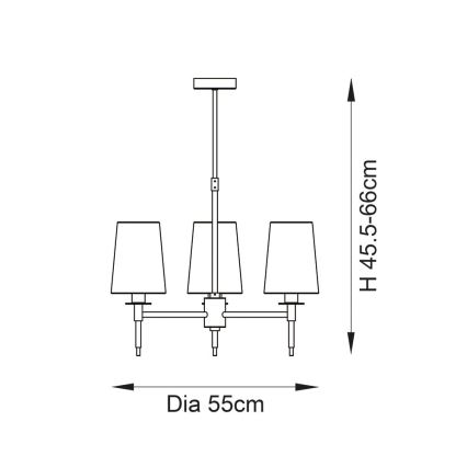 Endon 99455 - Luster na stalku 3xE14/6W/230V sjajni hrom/bela