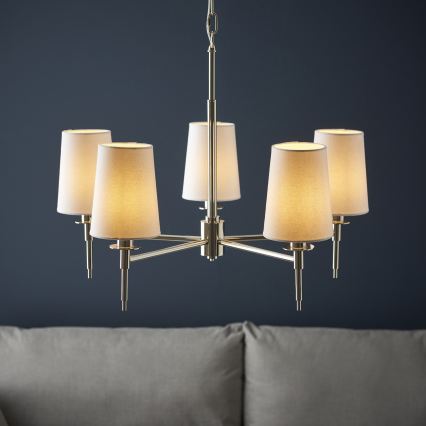 Endon 99457 - Luster na lancu 5xE14/6W/230V sjajni hrom/bela