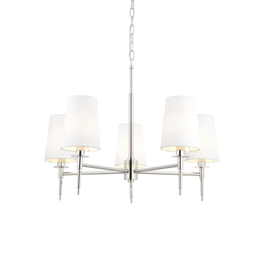 Endon 99457 - Luster na lancu 5xE14/6W/230V sjajni hrom/bela
