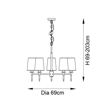 Endon 99457 - Luster na lancu 5xE14/6W/230V sjajni hrom/bela