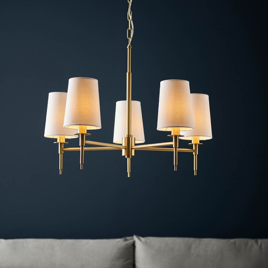 Endon 99458 - Luster na lancu 5xE14/6W/230V zlatna/bela