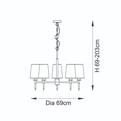 Endon 99458 - Luster na lancu 5xE14/6W/230V zlatna/bela