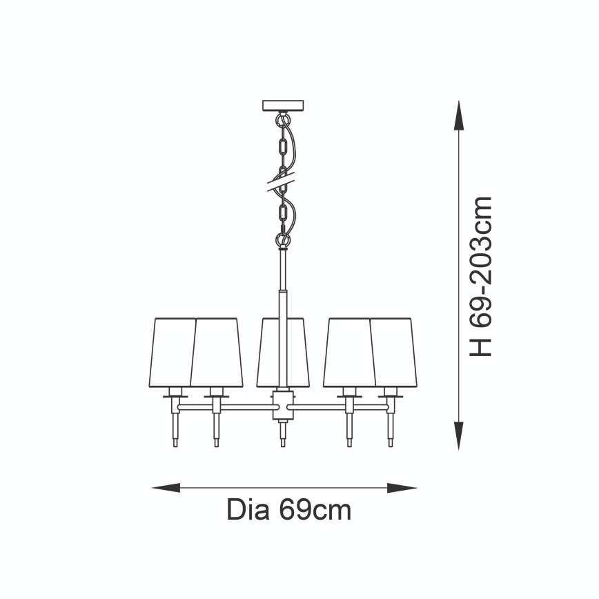 Endon 99458 - Luster na lancu 5xE14/6W/230V zlatna/bela