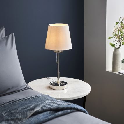 Endon 99596 - Stona lampa 1xE27/10W/230V bela/sjajni hrom