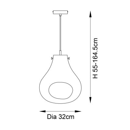 Endon 99788 - Luster na sajli EUROPA 1xE27/10W/230V zadimljeno crne boje