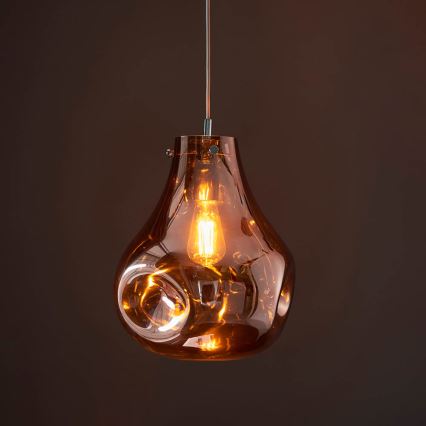 Endon 99790 - Luster na sajli EUROPA 1xE27/10W/230V u zadimljenoj braon boji