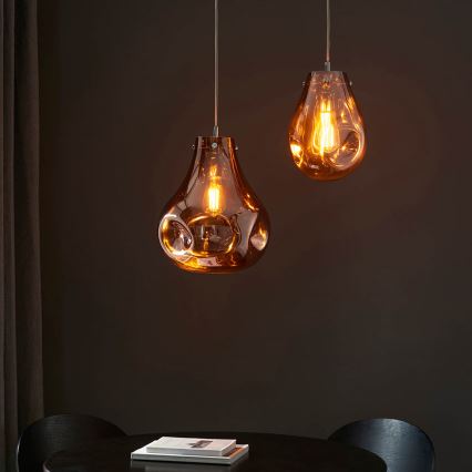 Endon 99790 - Luster na sajli EUROPA 1xE27/10W/230V u zadimljenoj braon boji