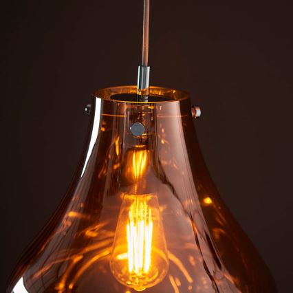 Endon 99790 - Luster na sajli EUROPA 1xE27/10W/230V u zadimljenoj braon boji