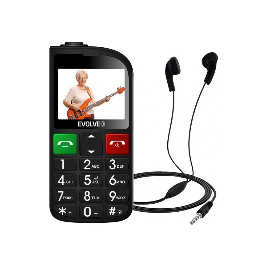 Evolveo - EasyPhone FL, mobilni telefon za starije osobe, crne boje