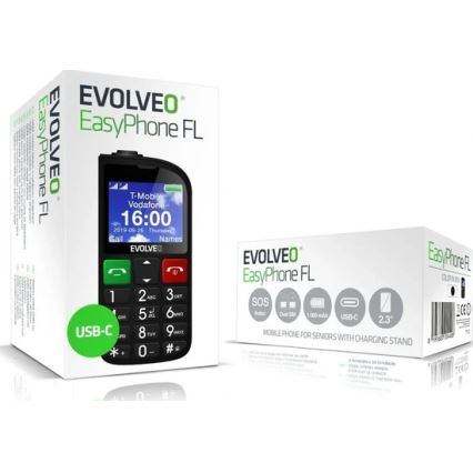 Evolveo - EasyPhone FL, mobilni telefon za starije osobe, crne boje