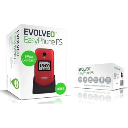 Evolveo - EasyPhone FS, preklopni mobilni telefon 2.8 crveni