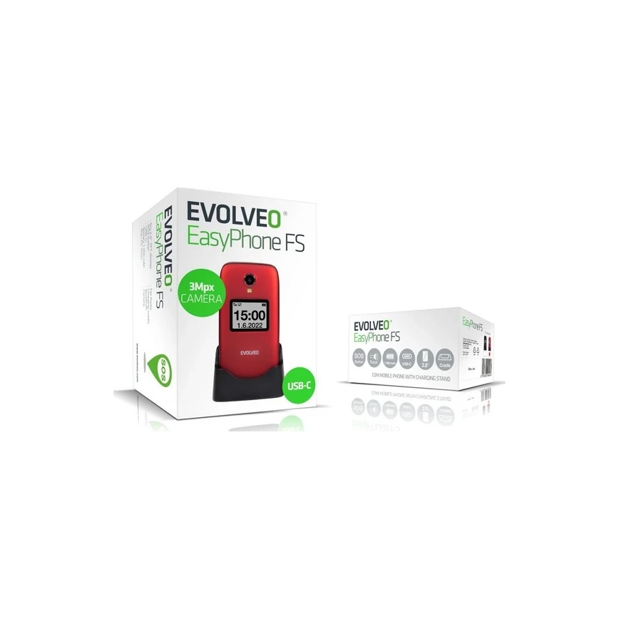 Evolveo - EasyPhone FS, preklopni mobilni telefon 2.8 crveni