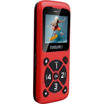 Evolveo - EasyPhone ID: mobilni telefon za starije osobe, crvene boje