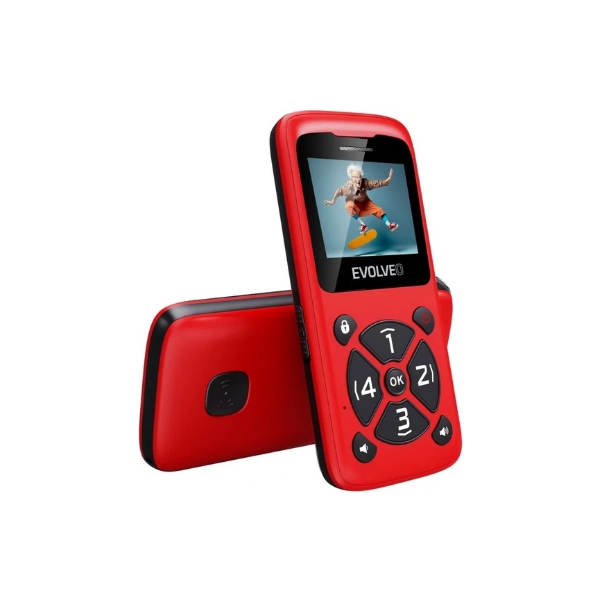 Evolveo - EasyPhone ID: mobilni telefon za starije osobe, crvene boje