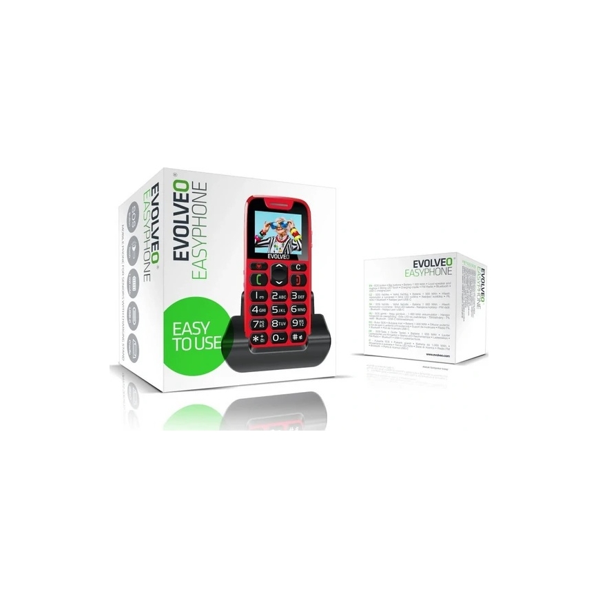 Evolveo - EasyPhone mobilni telefon za starije osobe crvena