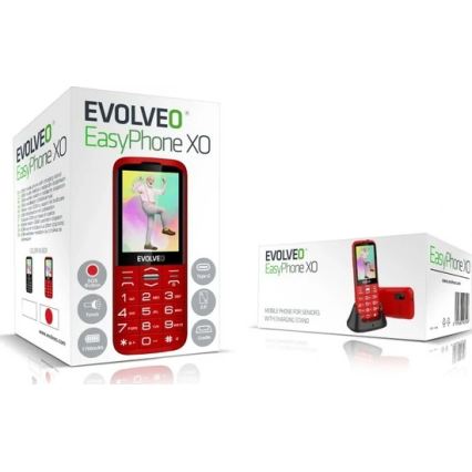 Evolveo - EasyPhone XO, mobilni telefon za starije osobe, crveni