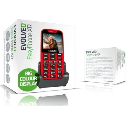 Evolveo - EasyPhone XR 4G, mobilni telefon za seniore, crvene boje