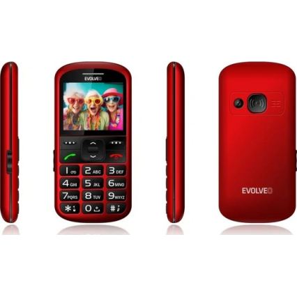 Evolveo - EasyPhone XS, mobilni telefon za starije osobe, crvene boje