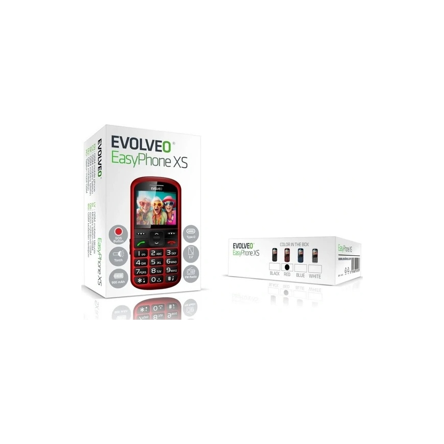 Evolveo - EasyPhone XS, mobilni telefon za starije osobe, crvene boje